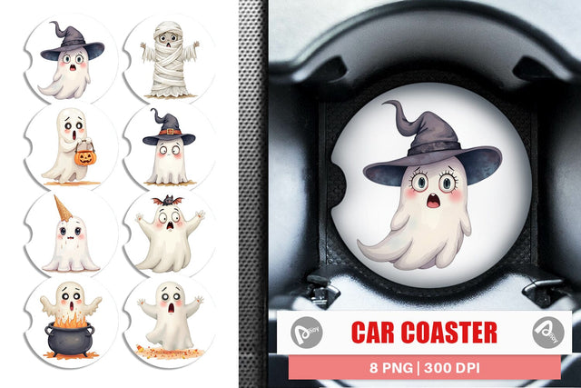 Car Coaster Sarcastic Halloween Ghost Sublimation artnoy 