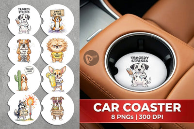 Car Coaster Sarcastic Heatwave Dog Watercolor Sublimation artnoy 