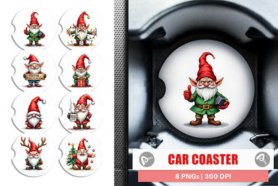 Car Coaster Sarcastic Holiday Gnomes Watercolor Sublimation artnoy 