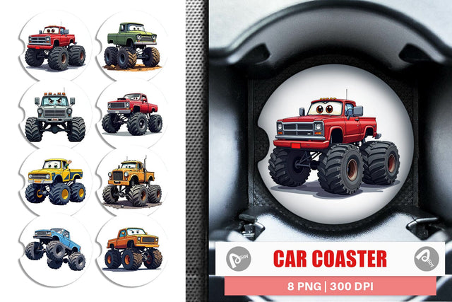 Car Coaster Sarcastic Monster Trucks Sublimation artnoy 