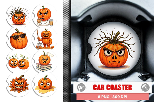 Car Coaster Sarcastic Pumpkins Sublimation artnoy 