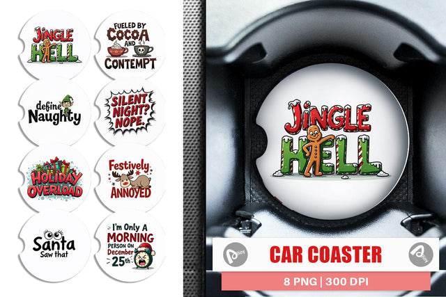 Car Coaster Sarcastic Santa's Workshop Quotes Sublimation artnoy 