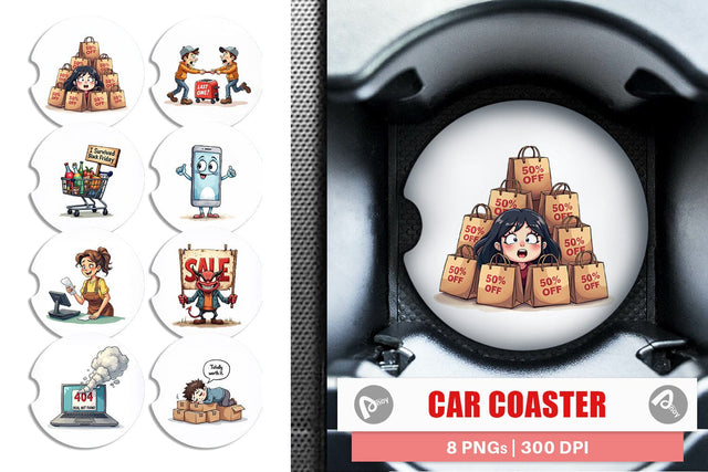 Car Coaster Sarcastic Shopper Sublimation artnoy 