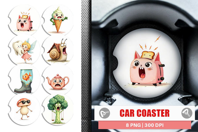 Car Coaster Sarcastic Surreal Cuties Sublimation artnoy 