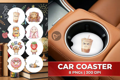 Car Coaster Sarcastic Teacher Snack Watercolor Sublimation artnoy 