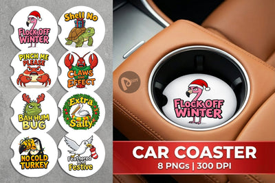 Car Coaster Sarcastic Tropical Animal Christmas Quotes Sublimation artnoy 