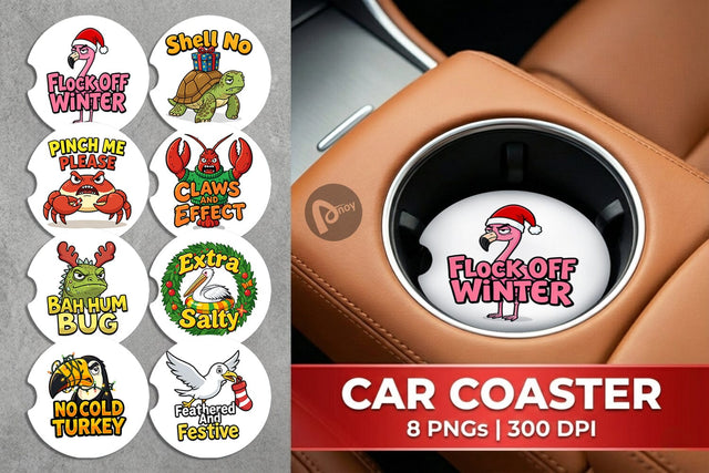 Car Coaster Sarcastic Tropical Animal Christmas Quotes Sublimation artnoy 