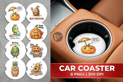 Car Coaster Sarcastic Tropical Fruit Pumpkin Sublimation artnoy 