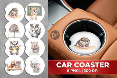 Car Coaster Sassy Grumpy School Animal Sublimation artnoy 