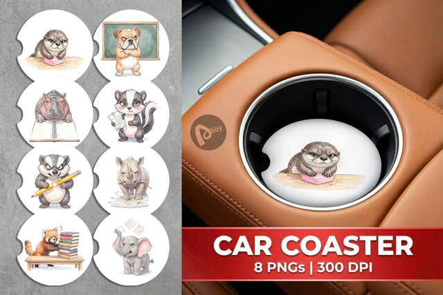 Car Coaster Sassy Grumpy School Animal Sublimation artnoy 