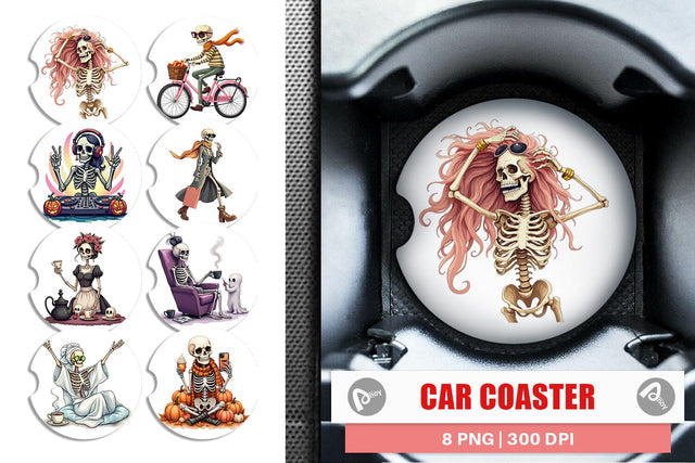 Car Coaster Sassy Lady Bones Sublimation artnoy 