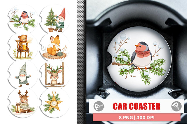 Car Coaster Scandinavian Christmas Sublimation artnoy 