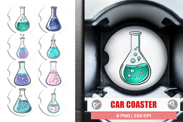 Car Coaster Science Beaker Sublimation artnoy 