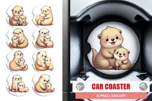 Car Coaster Sea Otter Mother's Day Sublimation artnoy 