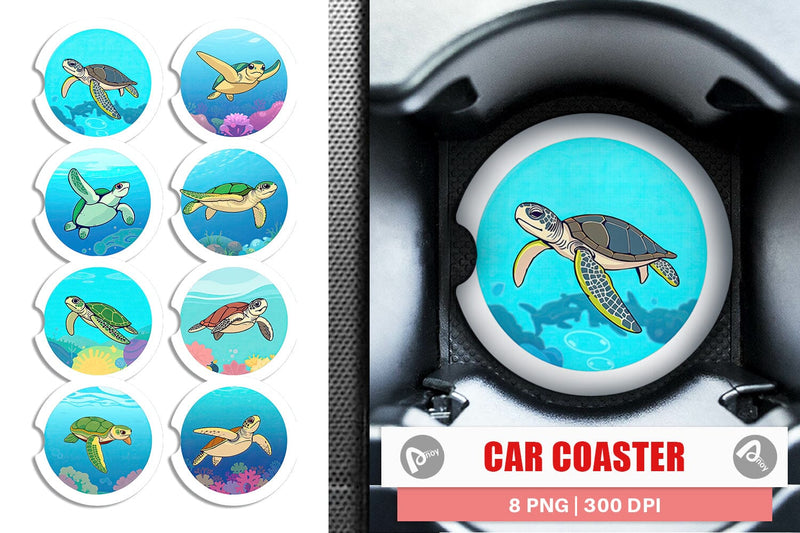 Car Coaster Sea Turtle Sublimation artnoy 