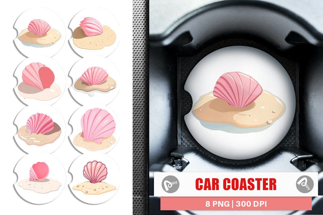 Car Coaster Seashell Sublimation artnoy 