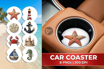 Car Coaster Seaside Quilted Beach Sublimation artnoy 