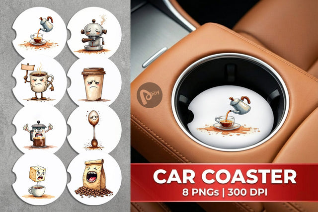 Car Coaster Sentient Sarcastic Mugs Watercolor Sublimation artnoy 