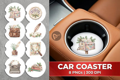 Car Coaster Sentimental Holiday Post Watercolor Sublimation artnoy 