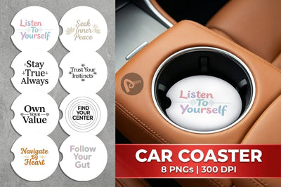 Car Coaster Serene Soulful Wisdom Quote Sublimation artnoy 