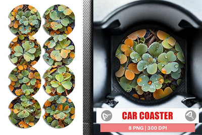 Car Coaster Shamrock Leaves Pattern Sublimation artnoy 