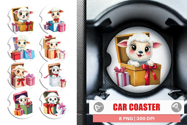 Car Coaster Sheep Gift Sublimation artnoy 