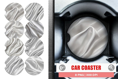 Car Coaster Silver Silk Pattern Sublimation artnoy 