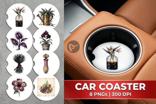 Car Coaster Sinister Tropical Goth Botany Sublimation artnoy 