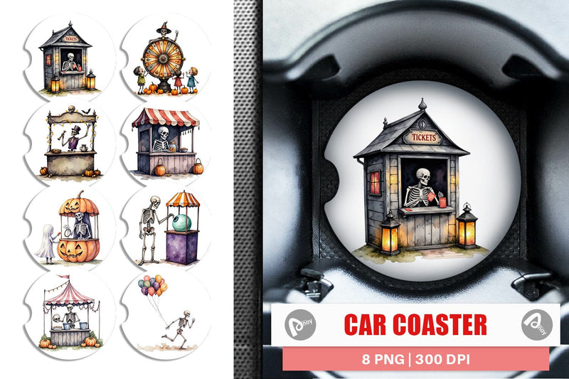 Car Coaster Skeleton Game Booths Sublimation artnoy 