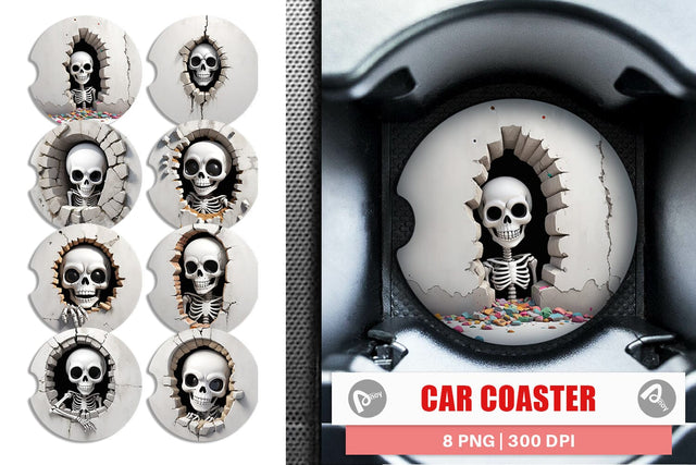 Car Coaster Skeleton in Wall Sublimation artnoy 