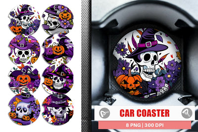 Car Coaster Skull Pattern Sublimation artnoy 