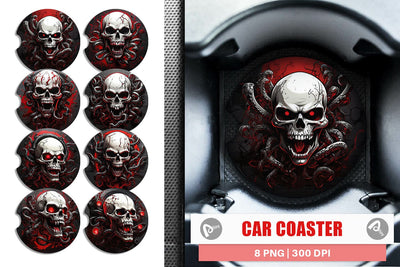 Car Coaster Skull with Tentacles Sublimation artnoy 