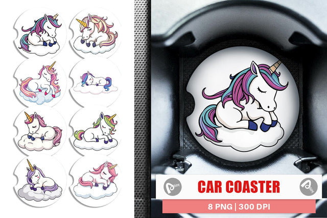 Car Coaster Sleeping Unicorn Sublimation artnoy 
