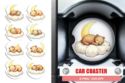 Car Coaster Sleepy Bear Cloud Sublimation artnoy 
