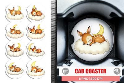 Car Coaster Sleepy Fawn Cloud Sublimation artnoy 
