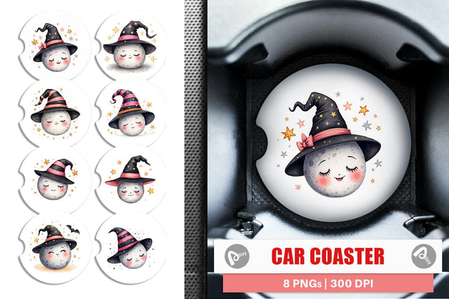 Car Coaster Sleepy Halloween Moon Sublimation artnoy 