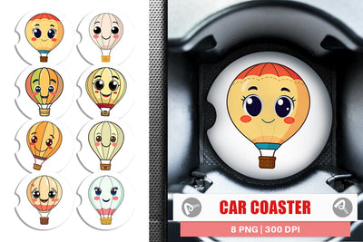Car Coaster Smiling Hot Air Balloon Sublimation artnoy 