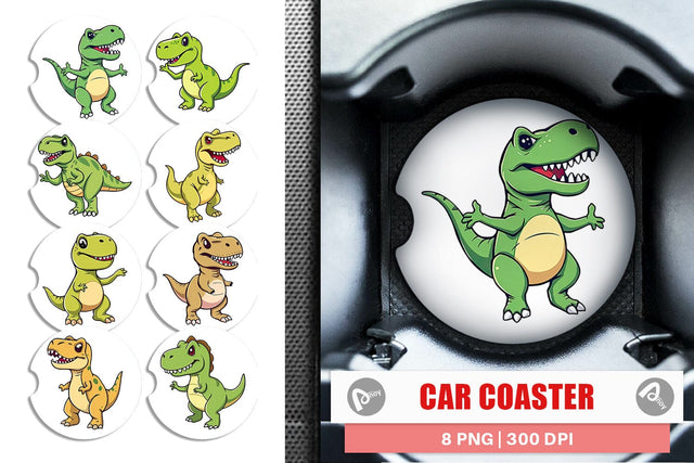Car Coaster Smiling T-Rex Sublimation artnoy 