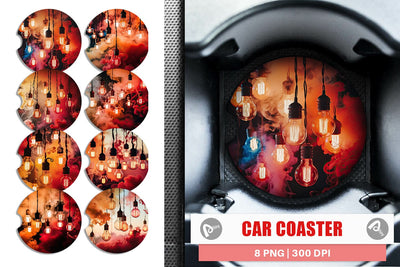 Car Coaster Smoke and Light Bulbs Sublimation artnoy 