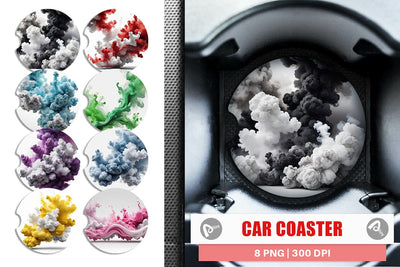 Car Coaster Smoke Realistic Sublimation artnoy 