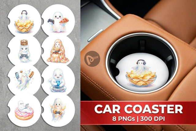 Car Coaster Snack Time Gamer Ghost Sublimation artnoy 