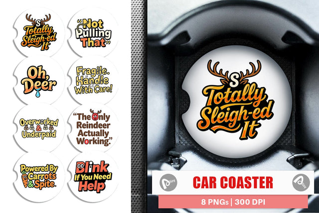 Car Coaster Snarky Reindeer Holiday Sublimation artnoy 