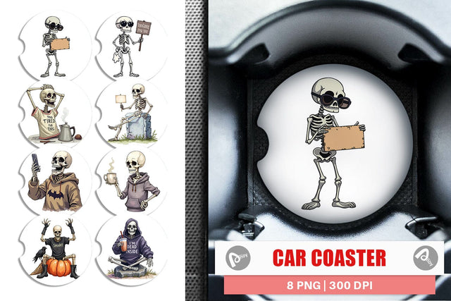 Car Coaster Snarky Skeleton Sublimation artnoy 