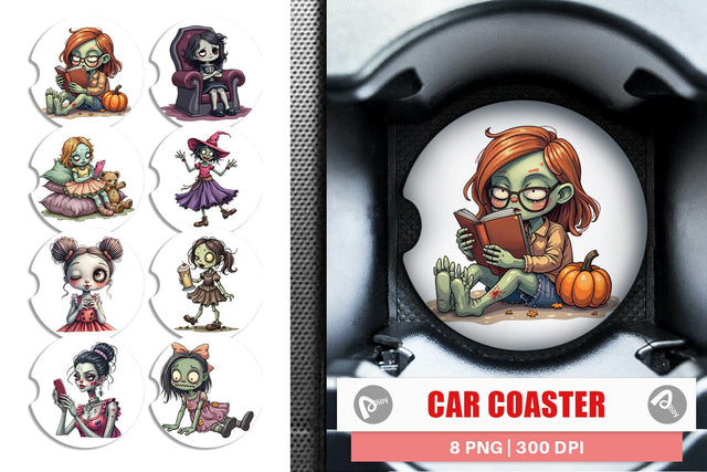 Car Coaster Snarky Zombie Doll Sublimation artnoy 