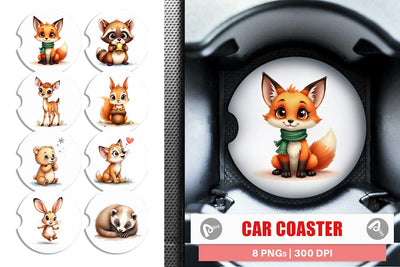 Car Coaster Snow Buddies Watercolor Sublimation artnoy 
