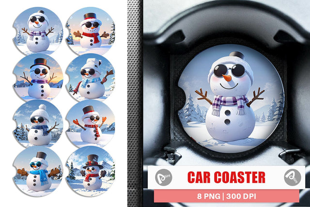Car Coaster Snowman Christmas Sublimation artnoy 