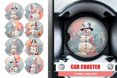 Car Coaster Snowman Painting Sublimation artnoy 