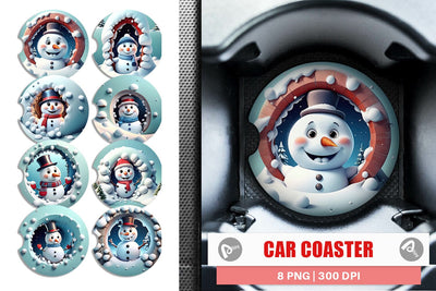 Car Coaster Snowman Sublimation artnoy 