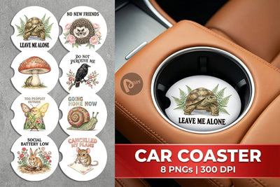 Car Coaster Socially Exhausted Introvert Botanicals Sublimation artnoy 