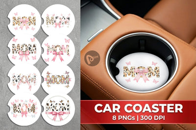 Car Coaster Soft Pastel MOM Animal Print Sublimation artnoy 